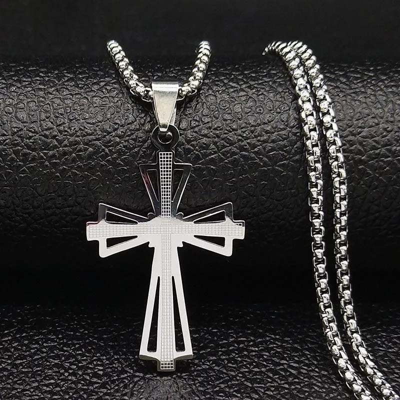 Popular Stainless Steel Long JESUS CROSS Necklaces - Gold Colour Chain Christian Necklaces Jewellery