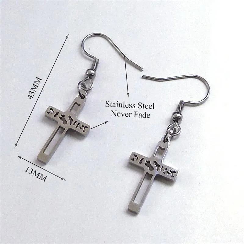 Popular Stainless Steel Long JESUS CROSS Necklaces - Gold Colour Chain Christian Necklaces Jewellery