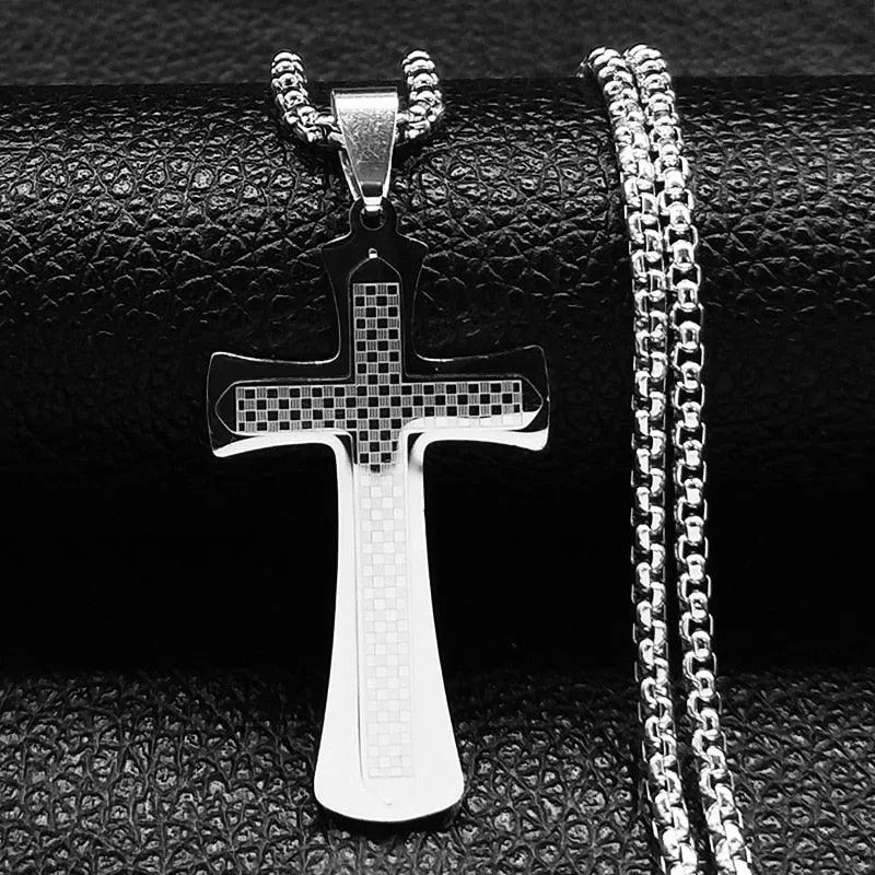 Popular Stainless Steel Long JESUS CROSS Necklaces - Gold Colour Chain Christian Necklaces Jewellery