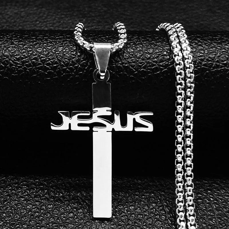 Popular Stainless Steel Long JESUS CROSS Necklaces - Gold Colour Chain Christian Necklaces Jewellery