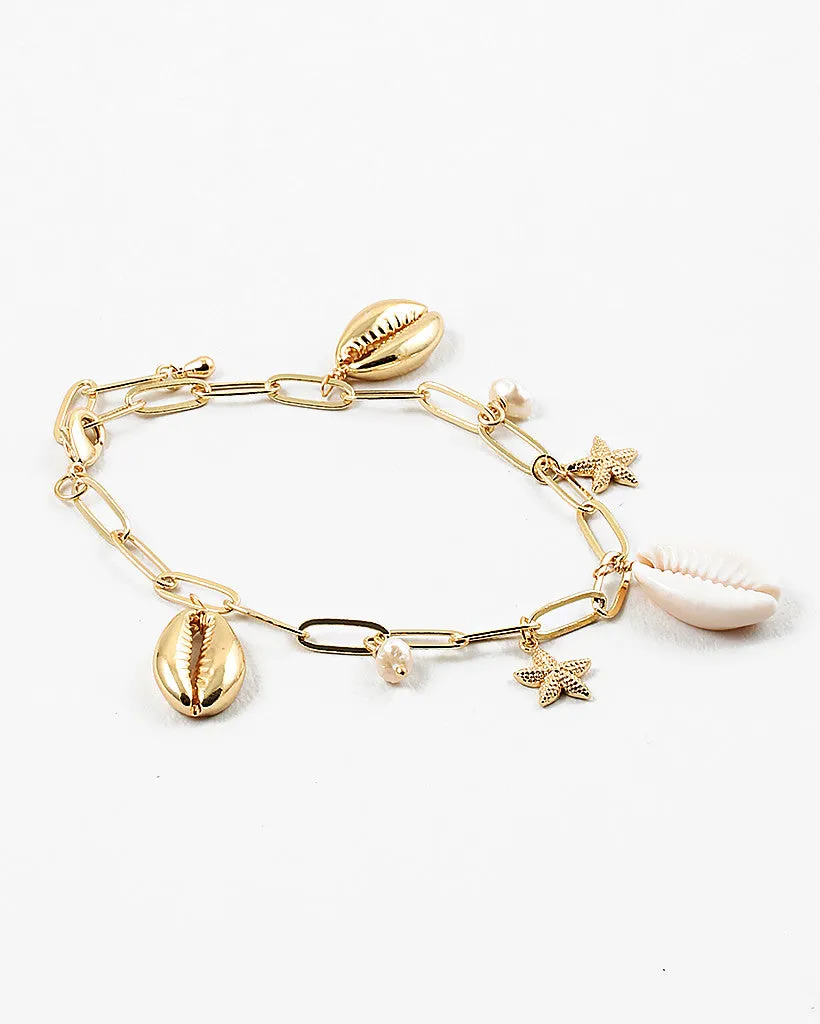 Puka and Starfish Charm Bracelet