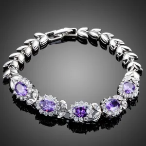 Purple Flower Cubic Zirconia Bracelet