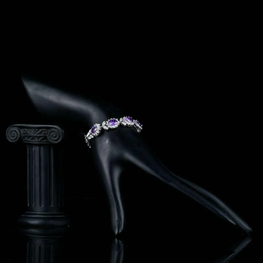 Purple Flower Cubic Zirconia Bracelet