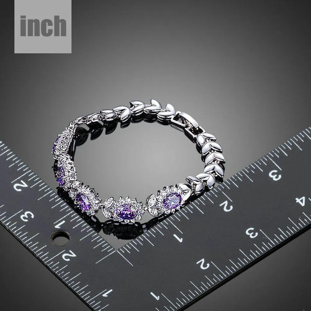 Purple Flower Cubic Zirconia Bracelet