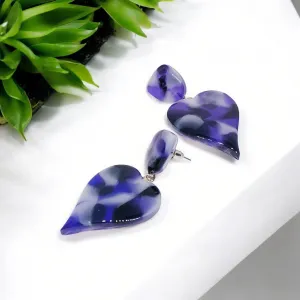 Purple Tortoise Bliss Heart Earrings