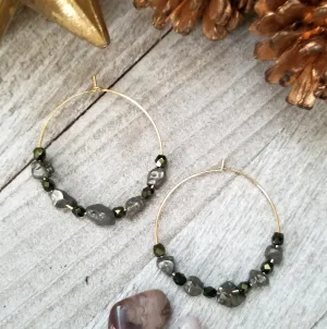 Pyrite & Crystal Hoops