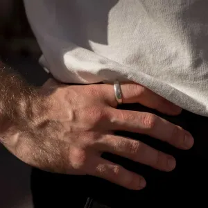 "New Moon Ring, Timeless Elegance: The Classic Solid Silver Wedding Band"