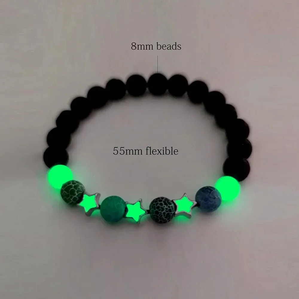 Rave-Ready Luminous Star Charm Bracelet - Glows in the Dark