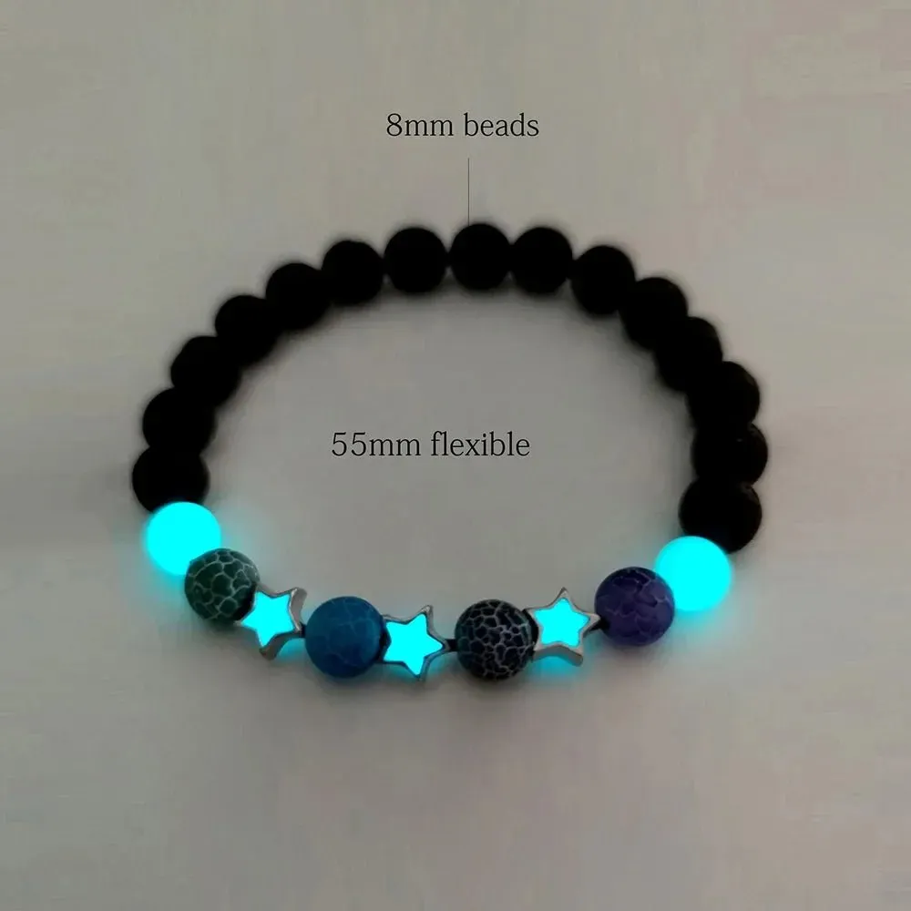 Rave-Ready Luminous Star Charm Bracelet - Glows in the Dark
