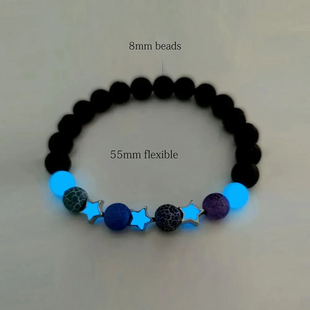 Rave-Ready Luminous Star Charm Bracelet - Glows in the Dark