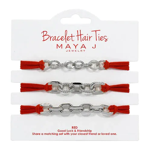 Red and Silver Oval Bracelet Hair Tie