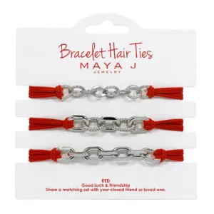 Red and Silver Oval Bracelet Hair Tie