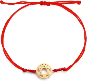Red Heart Star of David Bracelet for Women Love Family Friends Adjustable Gift Wristlet Birthday Anniversary