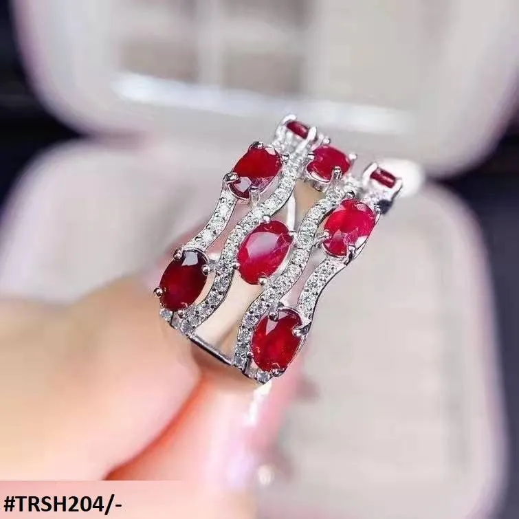 Red Oval Layer Sterling Adjustable Ring