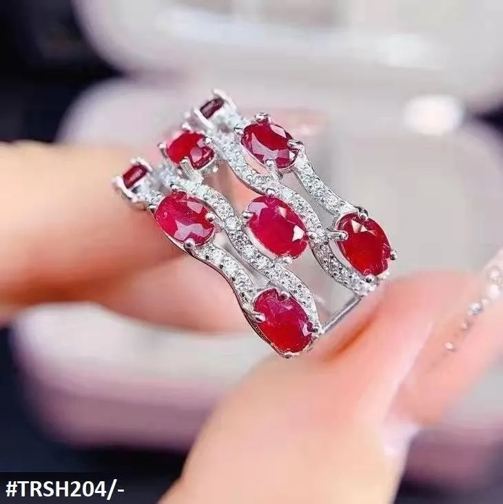 Red Oval Layer Sterling Adjustable Ring