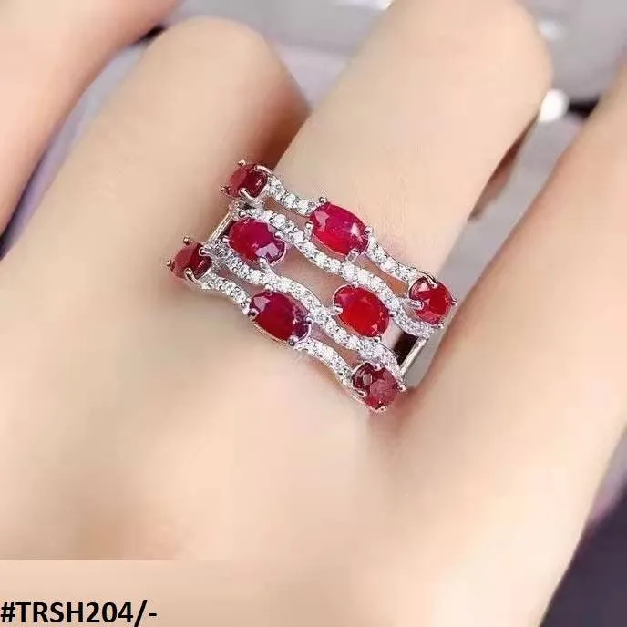 Red Oval Layer Sterling Adjustable Ring