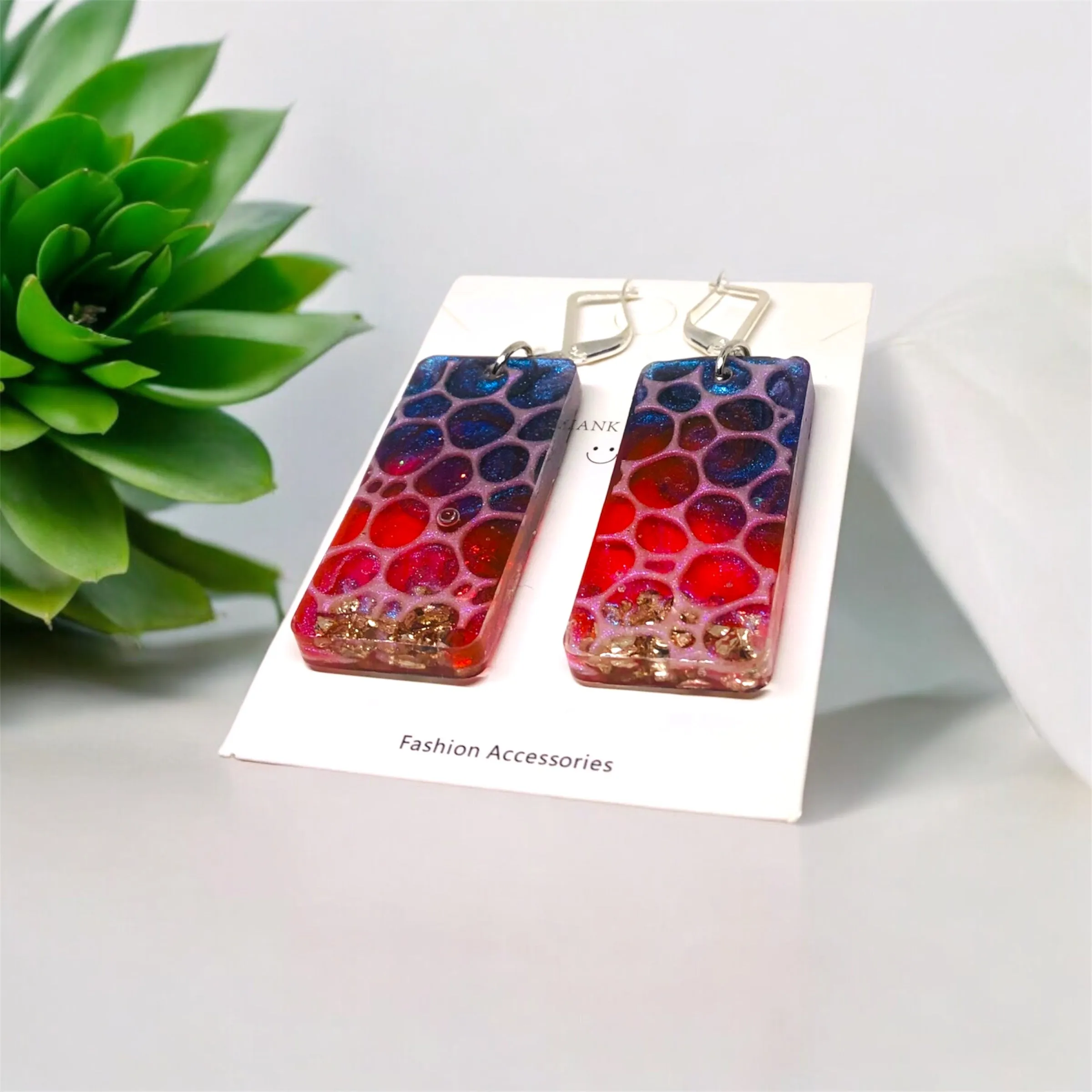 Red Tide Ocean Resin Earrings