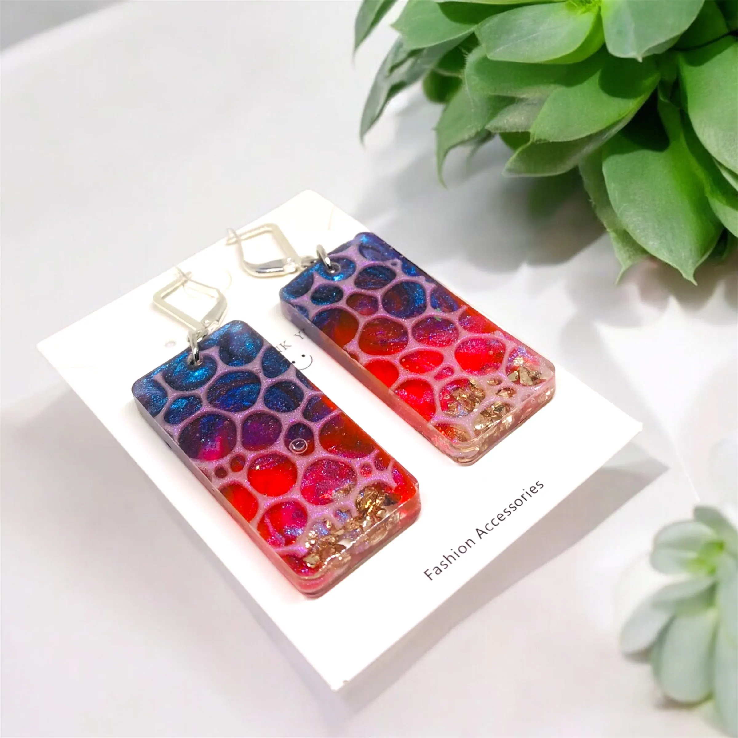 Red Tide Ocean Resin Earrings