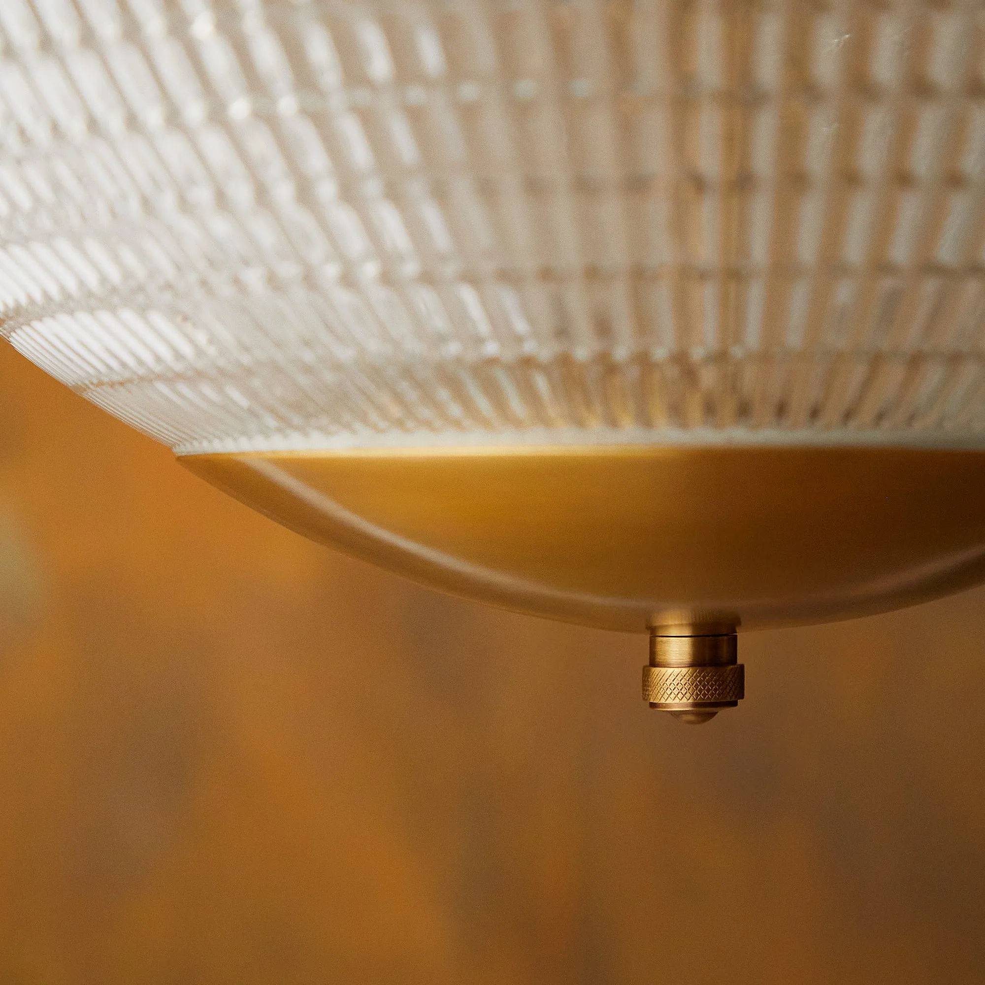 Regular holophane pendant light with clear glass and brass fitting