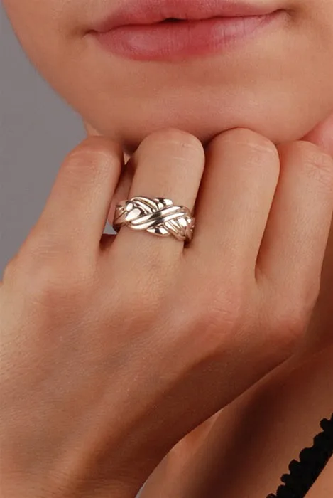 Retired Unisex 6 band STERLING SILVER Puzzle Ring 6SU
