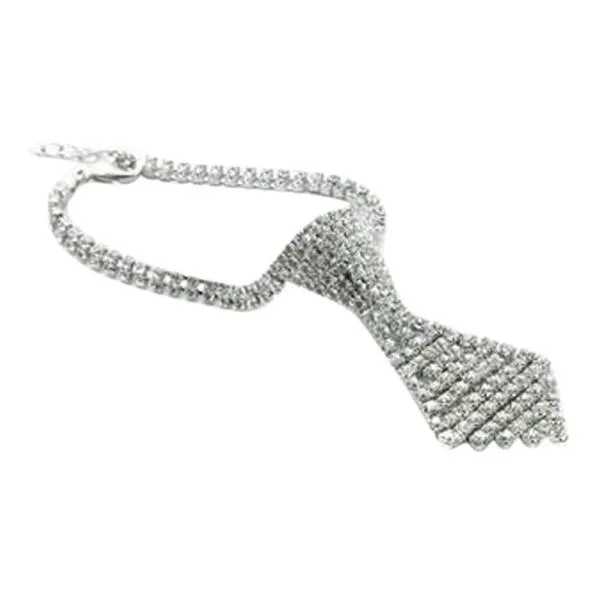 Rhinestone Tie Dog Necklace