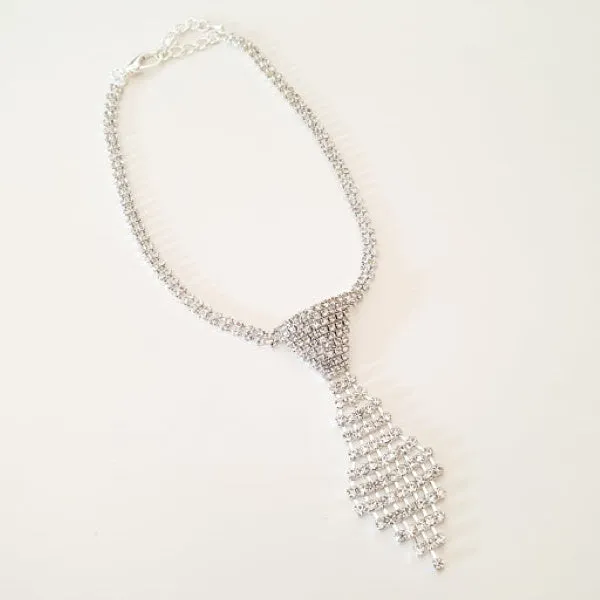 Rhinestone Tie Dog Necklace