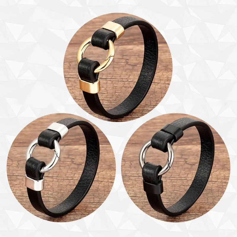 Rock Out Vegan Leather Bracelets with Round Metal Charm