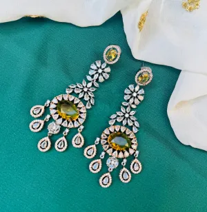 Rose Gold American Diamond Dangler Earrings with CZ Stones – Elegant Drop Earrings in Rose Gold