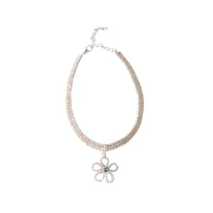 Rose Gold Diamante Flower Dog Necklace