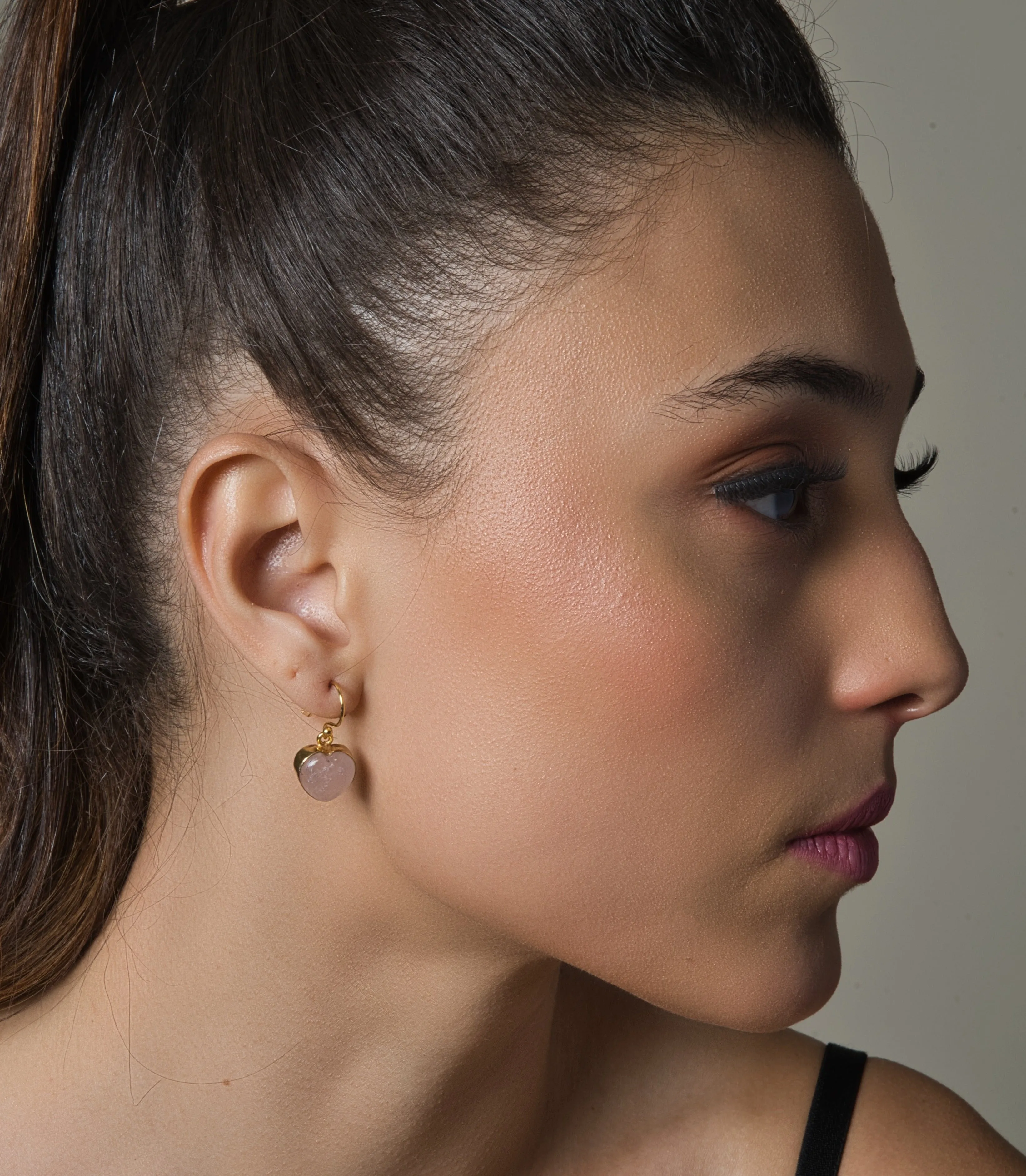 Rose Quartz Heart Earrings
