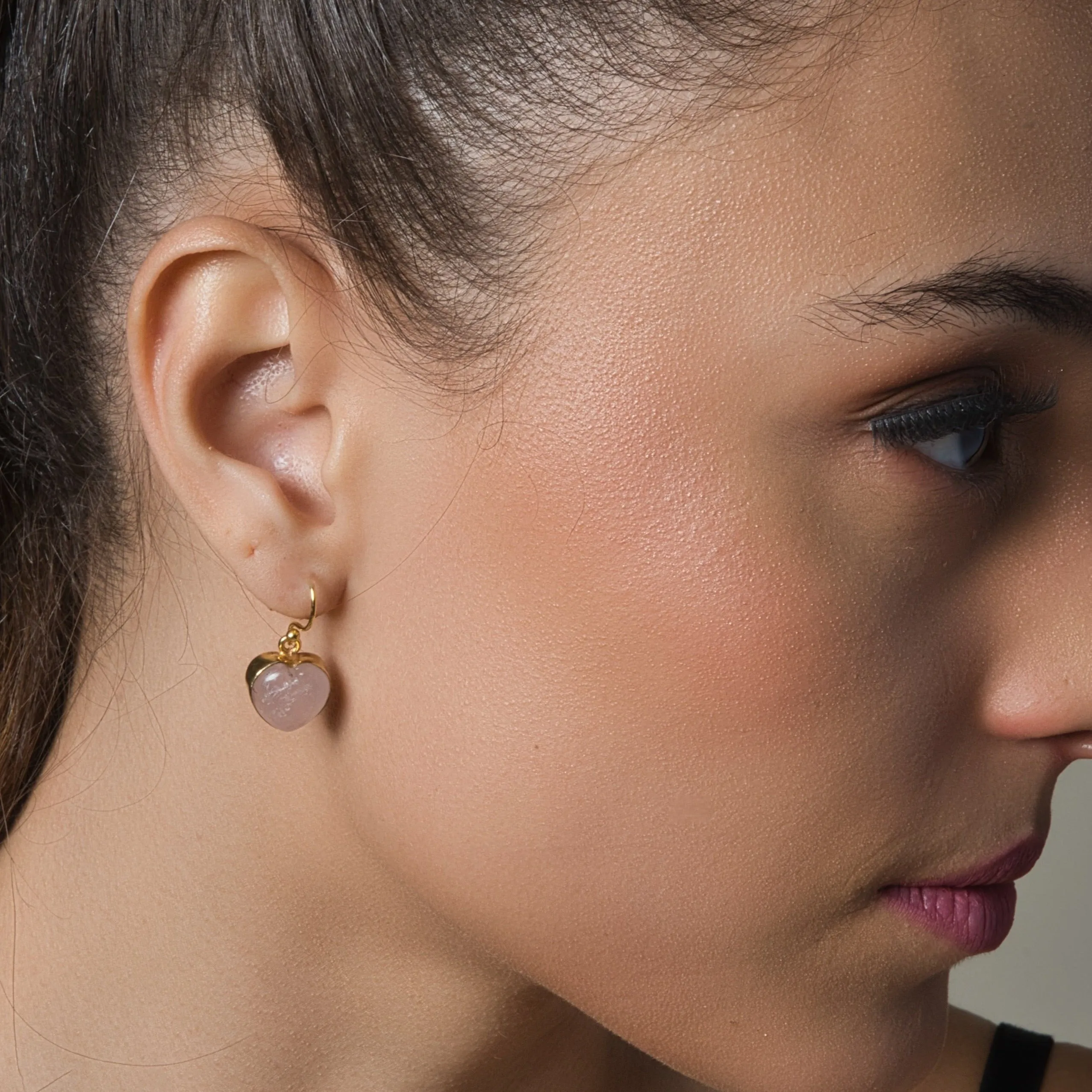 Rose Quartz Heart Earrings