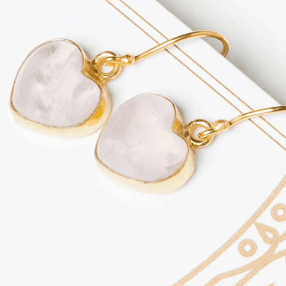 Rose Quartz Heart Earrings