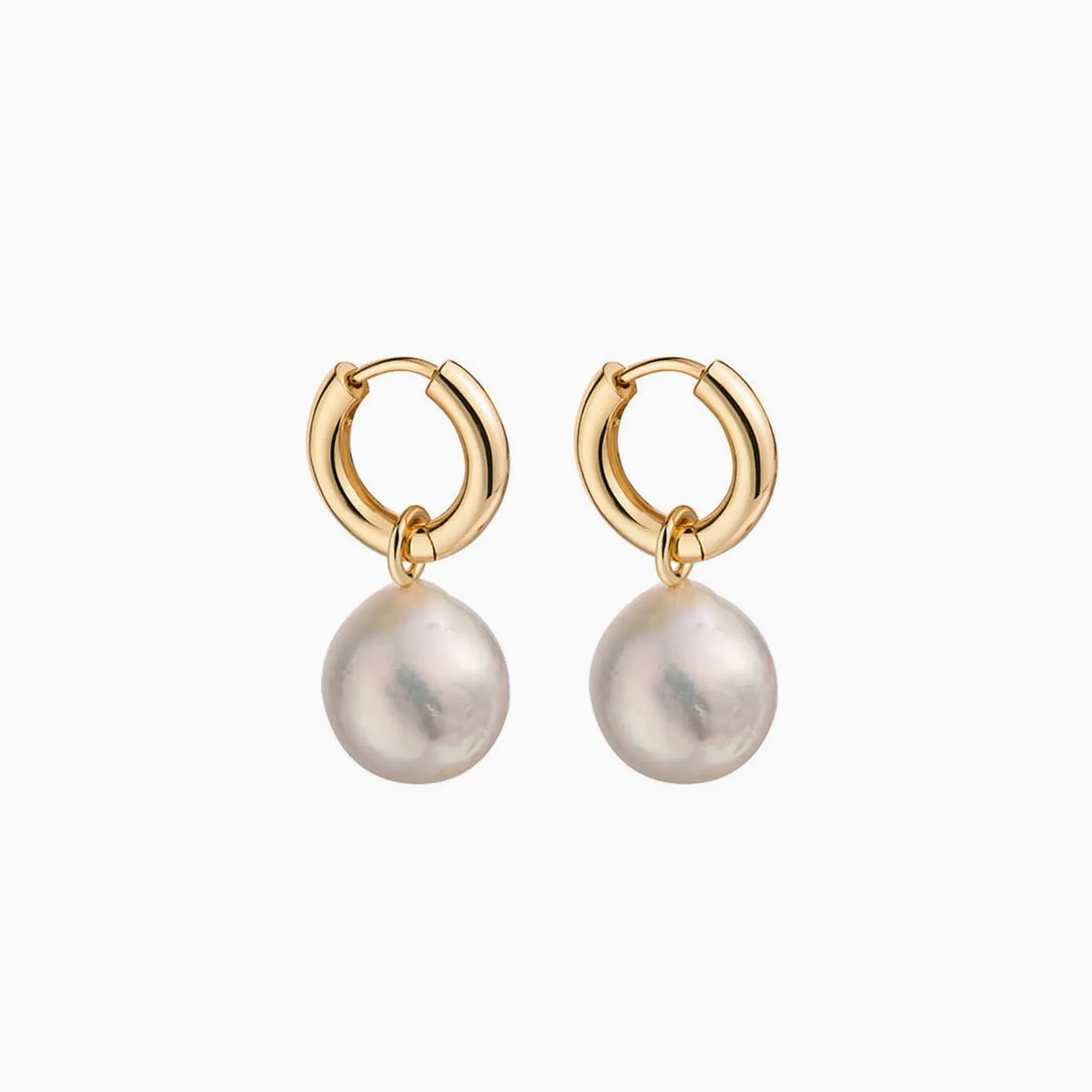 Round Baroque Pearl Hoop Earrings