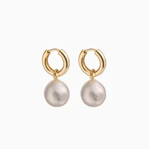 Round Baroque Pearl Hoop Earrings