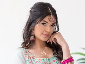 Royal Antique Gold & Hot Pink Tikka Set