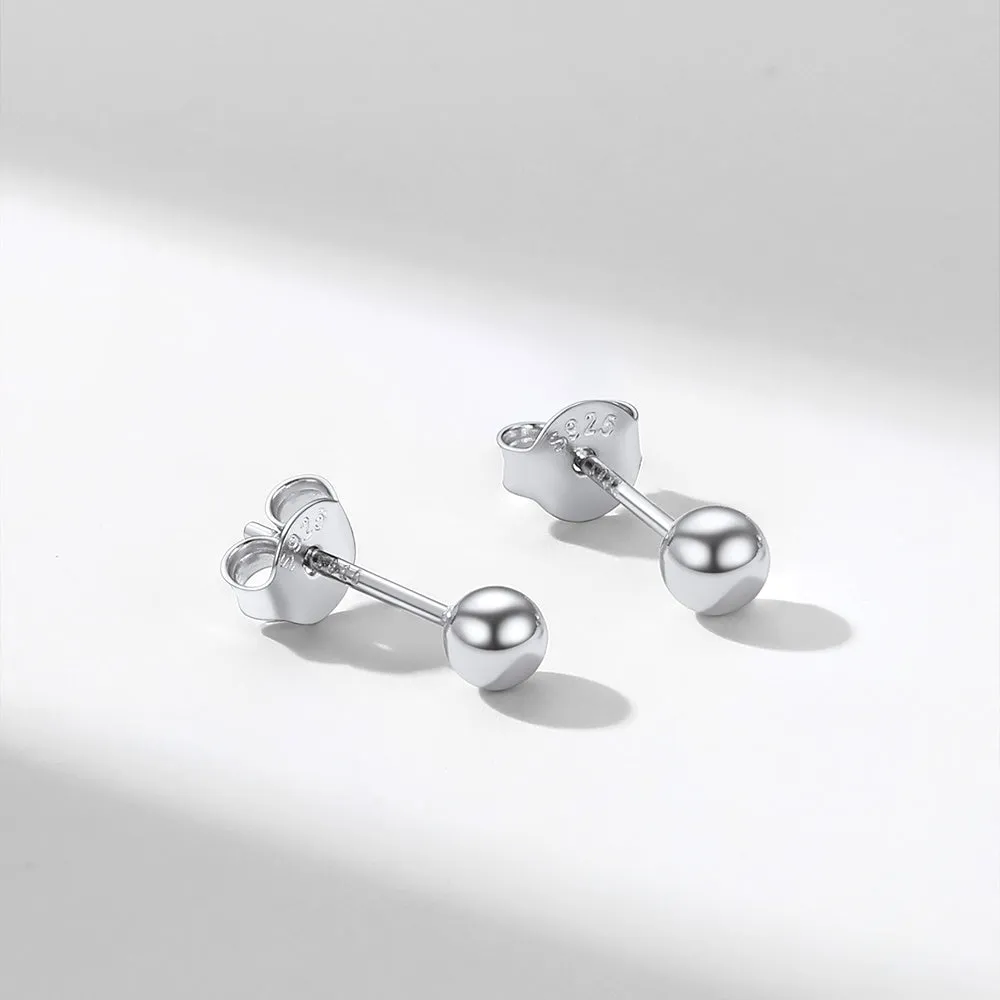 S925 Silver Minimalist Ball Stud Earrings for Women