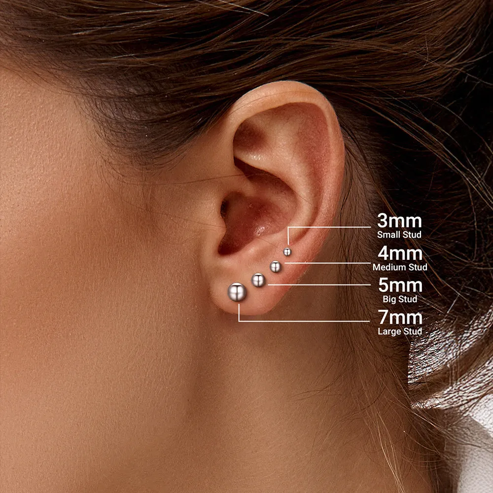 S925 Silver Minimalist Ball Stud Earrings for Women