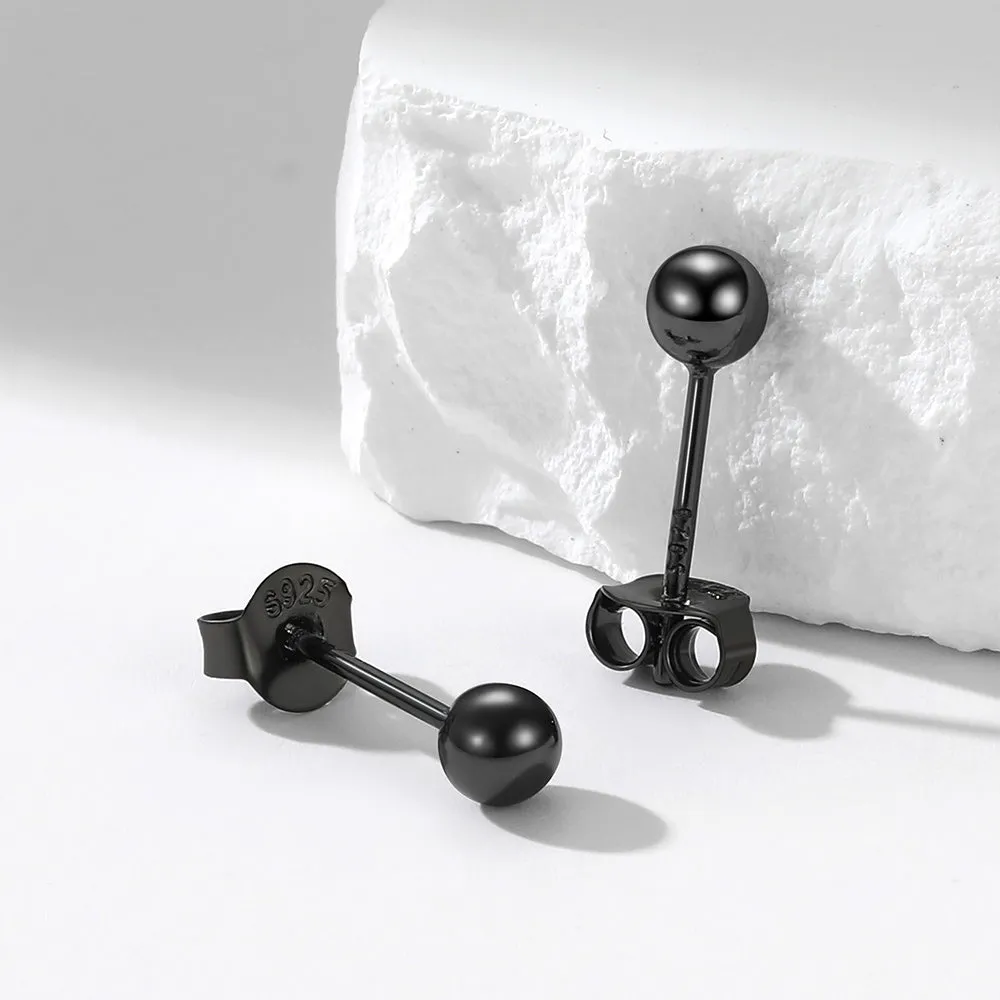 S925 Silver Minimalist Ball Stud Earrings for Women