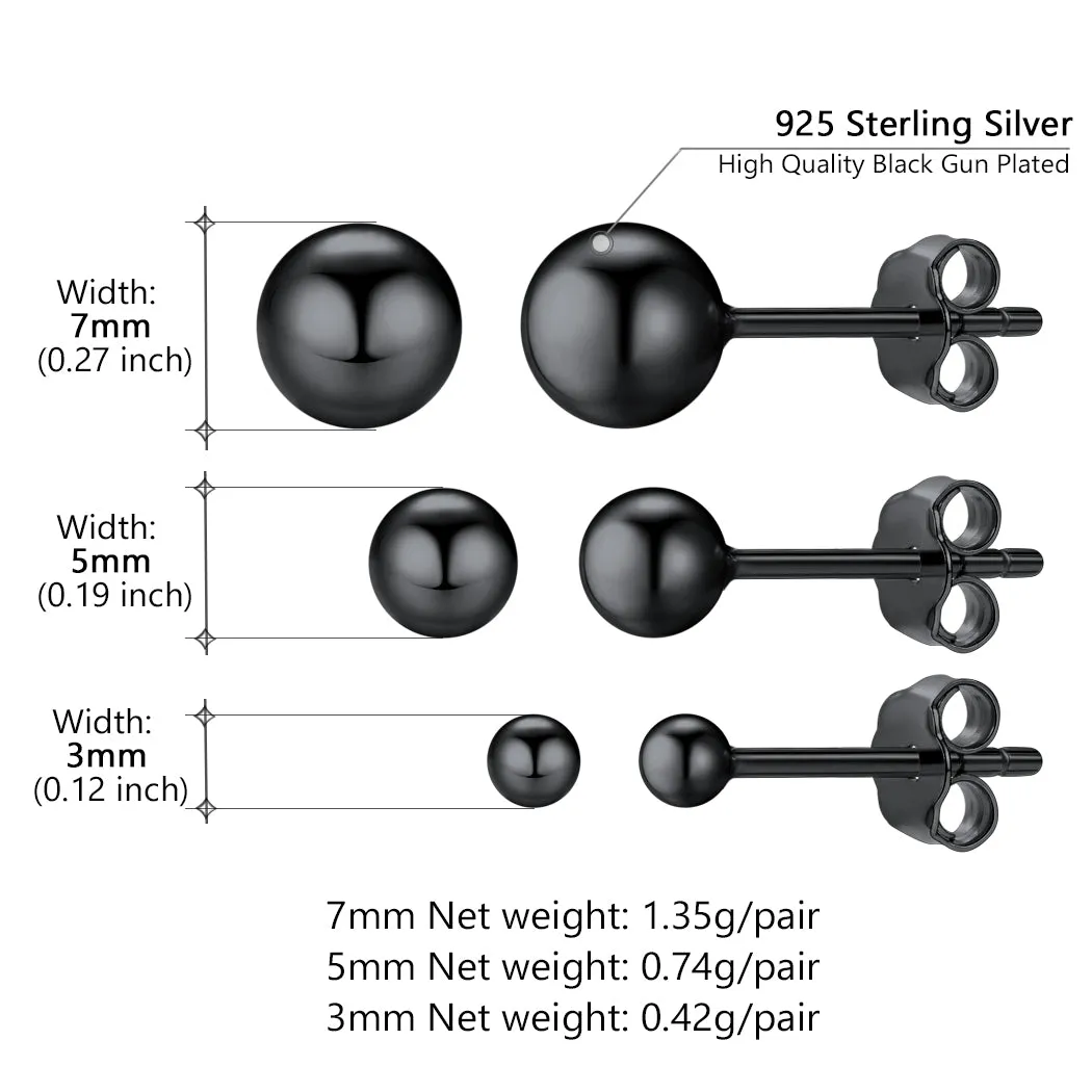 S925 Silver Minimalist Ball Stud Earrings for Women