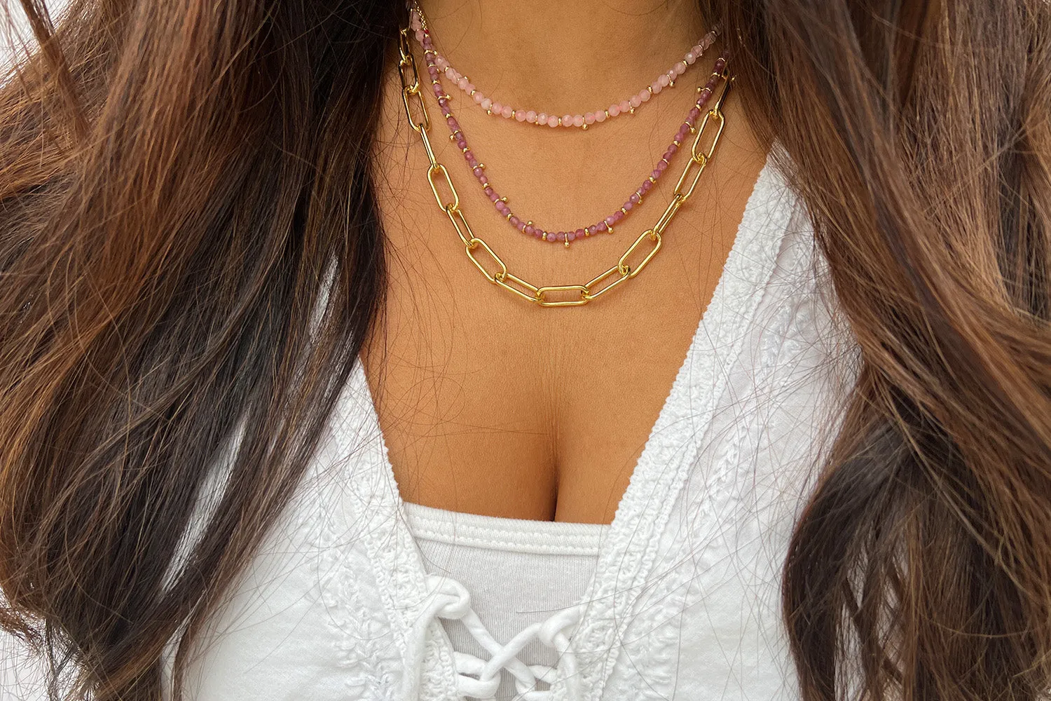 Salus Pink Tourmaline Gemstone Silver Necklace