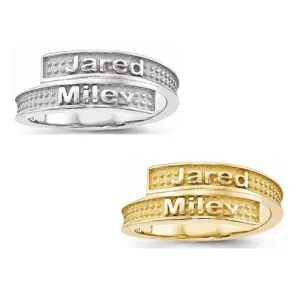 Sandblast Background Ring w/ Two Names