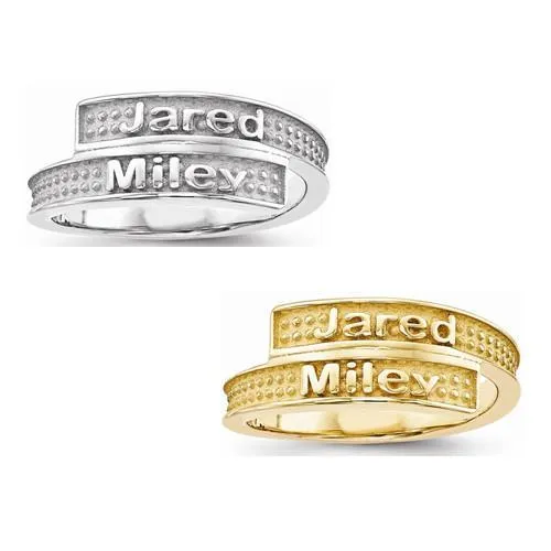 Sandblast Background Ring w/ Two Names