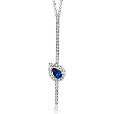 Sapphire Color Pendant in 18k Gold with Diamonds LP4576 WHITE 18K SEMI
