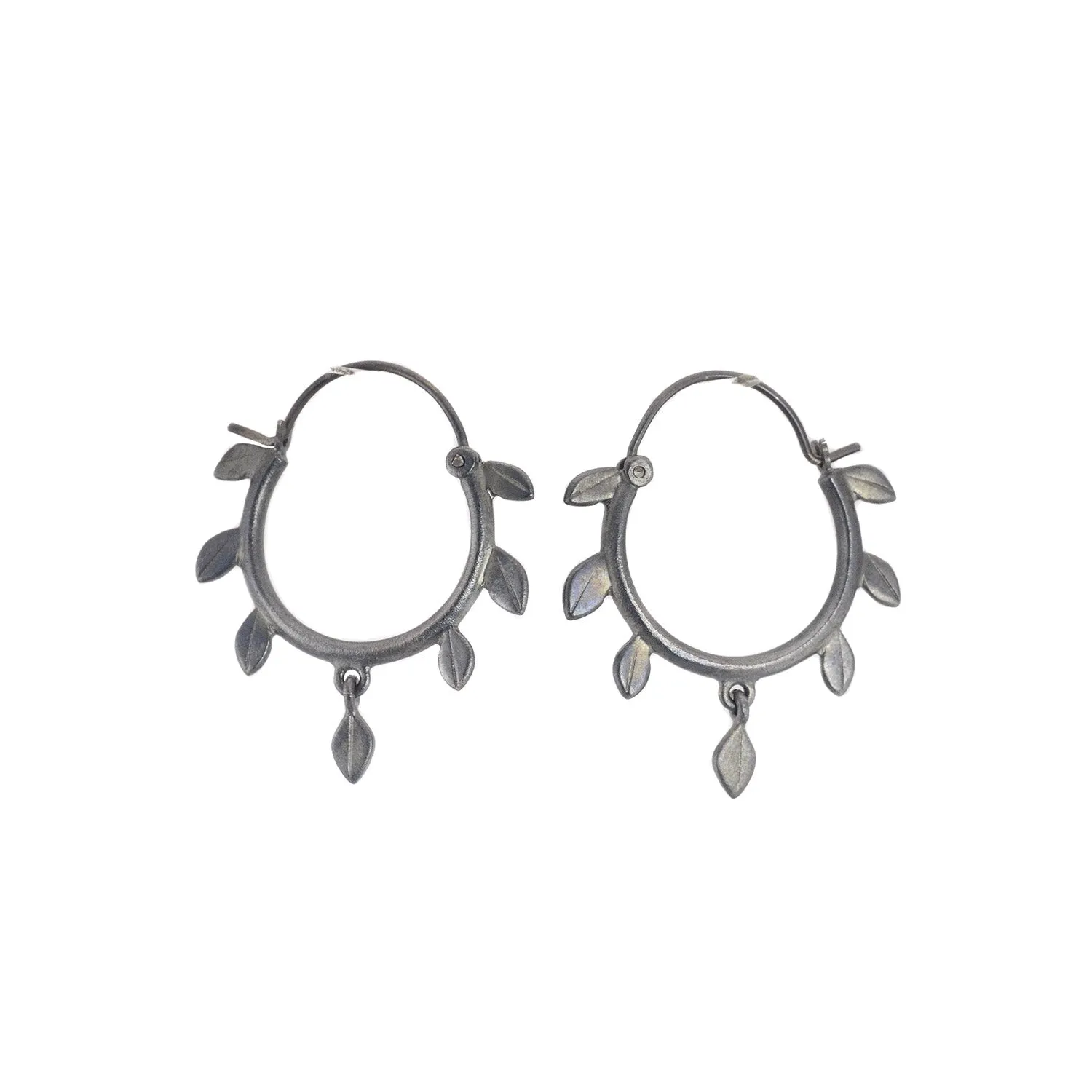 Silver Cherry Tree Hoop Earrings in Silver or Oxidized Silver by EAM