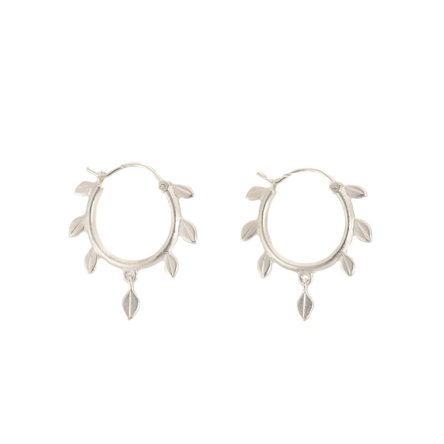 Silver Cherry Tree Hoop Earrings in Silver or Oxidized Silver by EAM
