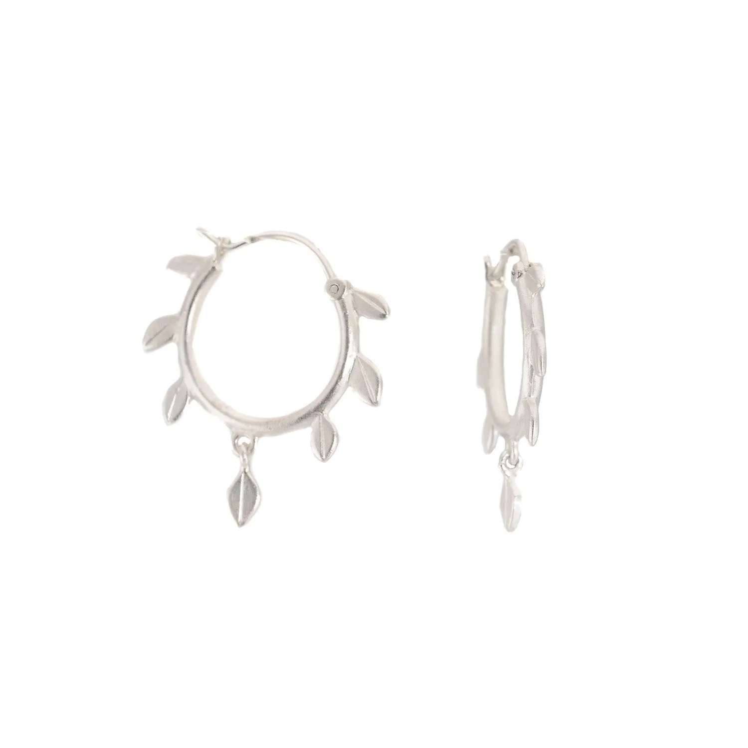 Silver Cherry Tree Hoop Earrings in Silver or Oxidized Silver by EAM