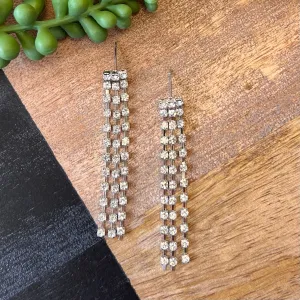 Silver Crystal 3Row Dangle Earring