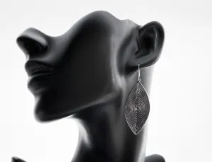 Silver Filigree Drop Oval Earrings