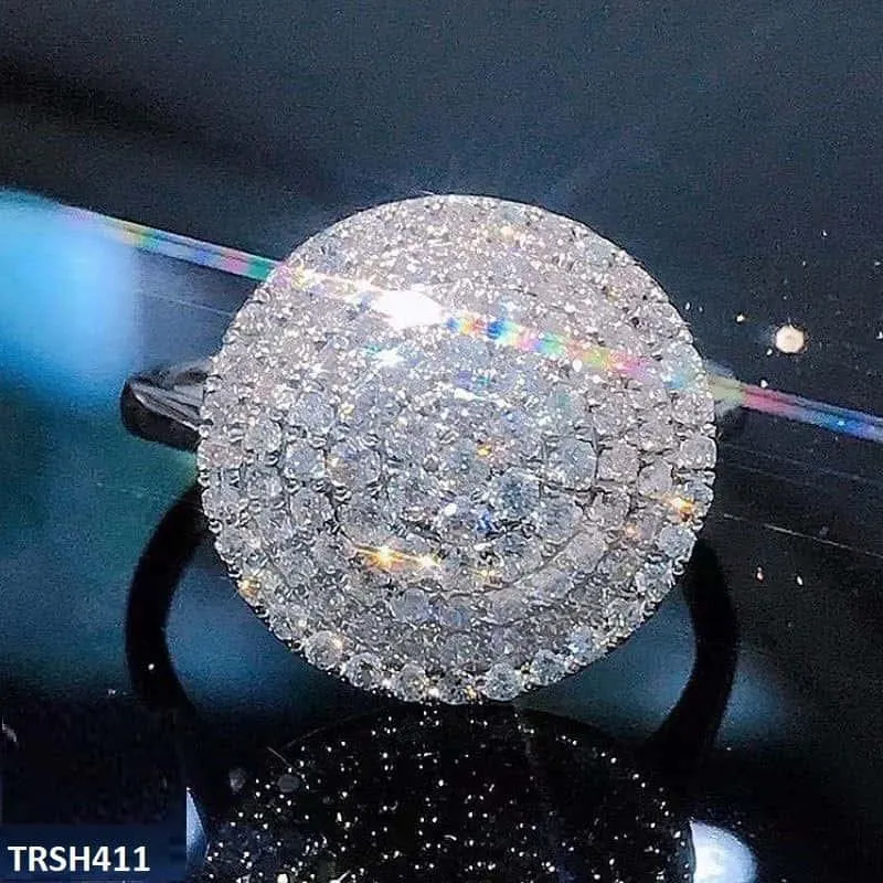 Silver Layered Full Zircon Studded Circle Ring