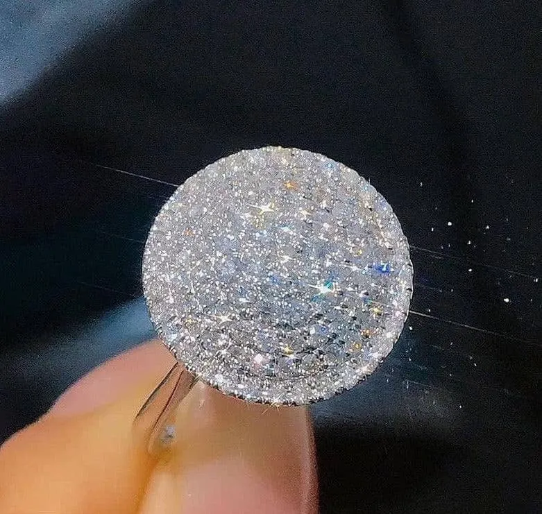 Silver Layered Full Zircon Studded Circle Ring